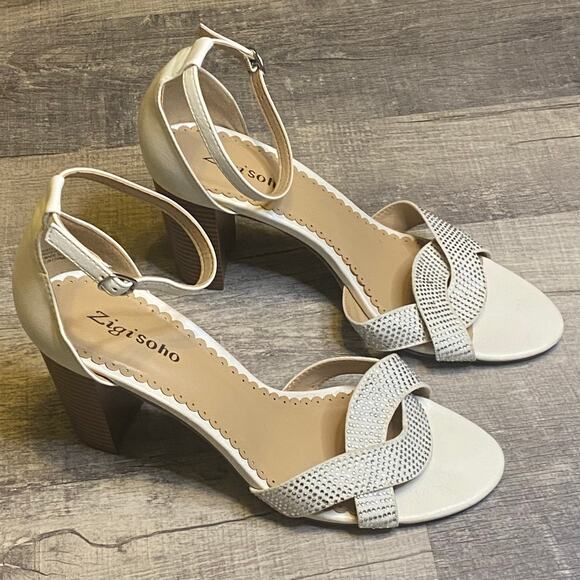 ZIGI SOHO Womens Garcelle Round Toe Block Heel Sandals Size 10 White - Picture 8 of 13